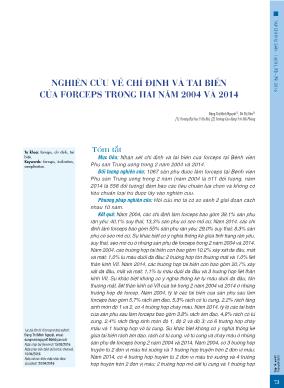 Nghiên cứu về chỉ định và tai biến của forceps trong hai năm 2004 và 2014