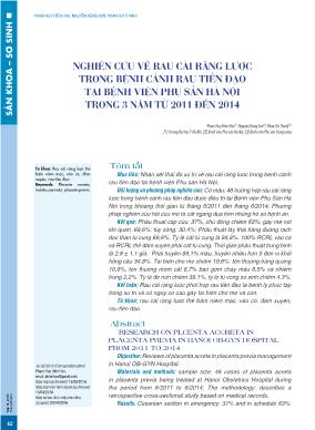Nghiên cứu về rau cài răng lược trong bệnh cảnh rau tiền đạo tại Bệnh viện Phụ sản Hà Nội trong 3 năm từ 2011 đến 2014
