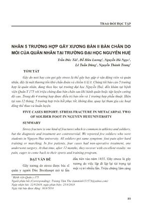 Nhân 5 trường hợp gãy xương bàn ii bàn chân do mỏi của quân nhân tại trường Đại học Nguyễn Huệ