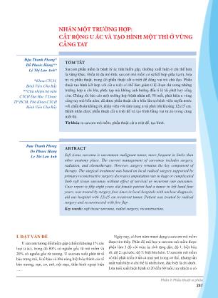 Nhân một trường hợp: cắt rộng u ác và tạo hình một thì ở vùng cẳng tay