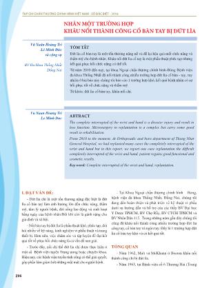 Nhân một trường hợp khâu nối thành công cổ bàn tay bị đứt lìa