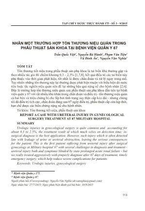 Nhân một trường hợp tổn thương niệu quản trong phẫu thuật sản khoa tại Bệnh viện Quân Y 87