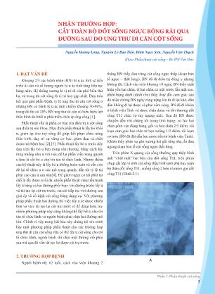 Nhân trường hợp: cắt toàn bộ đốt sống ngực rộng rãi qua đường sau do ung thư di căn cột sống