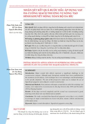 Nhận xét kết quả bước đầu áp dụng vạt da cuống mạch thượng vị nông tạo hình khuyết hổng toàn bộ da bìu