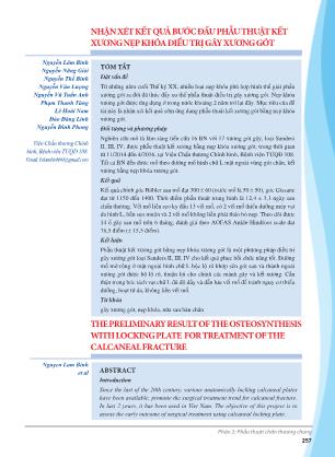 Nhận xét kết quả bước đầu phẫu thuật kết xương nẹp khóa điều trị gãy xương gót