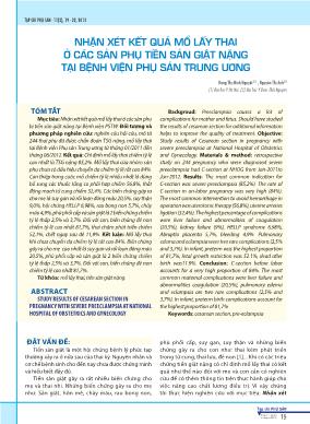 Nhận xét kết quả mổ lấy thai ở các sản phụ tiền sản giật nặng tại Bệnh viện Phụ sản Trung ương
