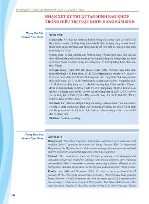 Nhận xét kỹ thuật tạo hình bao khớp trong điều trị trật khớp háng bẩm sinh