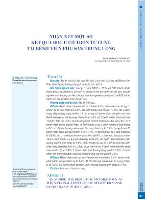 Nhận xét một số kết quả bóc u cơ trơn tử cung tại Bệnh viện Phụ sản Trung ương