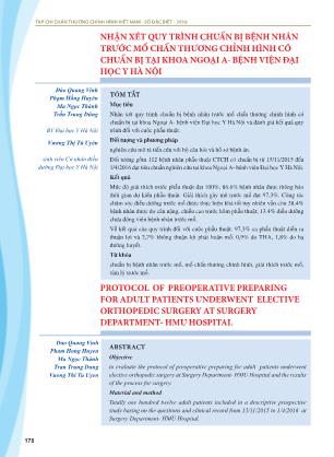 Nhận xét quy trình chuẩn bị bệnh nhân trước mổ chấn thương chỉnh hình có chuẩn bị tại khoa ngoại A- Bệnh viện Đại học Y Hà Nội