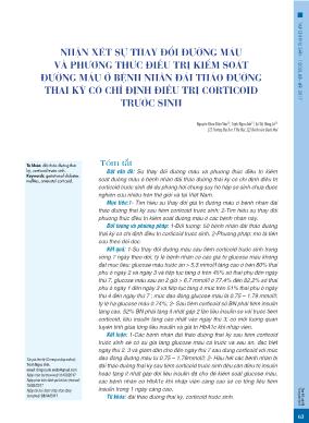 Nhận xét sự thay đổi đường máu và phương thức điều trị kiểm soát đường máu ở bệnh nhân đái tháo đường thai kỳ có chỉ định điều trị corticoid trước sinh