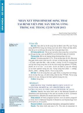 Nhận xét tình hình đẻ song thai tại Bệnh viện Phụ sản Trung ương trong sáu tháng cuối năm 2015