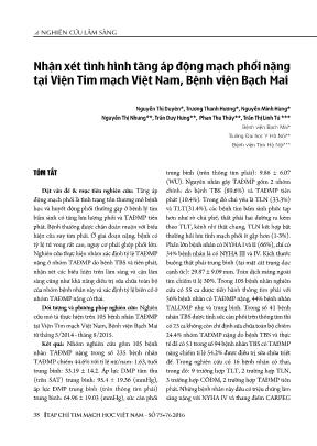 Nhận xét tình hình tăng áp động mạch phổi nặng tại Viện Tim mạch Việt Nam, Bệnh viện Bạch Mai