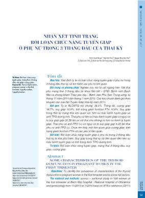 Nhận xét tình trạng rối loạn chức năng tuyến giáp ở phụ nữ trong 3 tháng đầu của thai kỳ