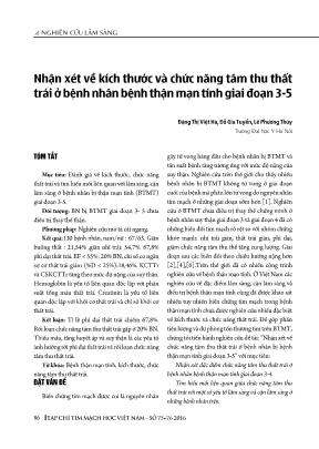 Nhận xét về kích thước và chức năng tâm thu thất trái ở bệnh nhân bệnh thận mạn tính giai đoạn 3-5