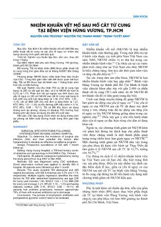 Nhiễm khuẩn vết mổ sau mổ cắt tử cung tại Bệnh viện Hùng Vương, TP.HCM