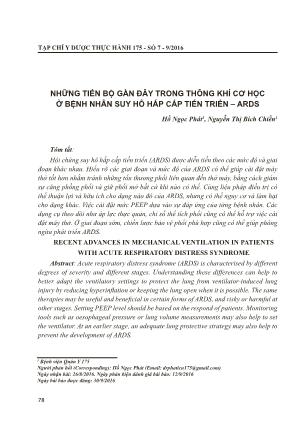 Những tiến bộ gần đây trong thông khí cơ học ở bệnh nhân suy hô hấp cấp tiến triển - ARDS