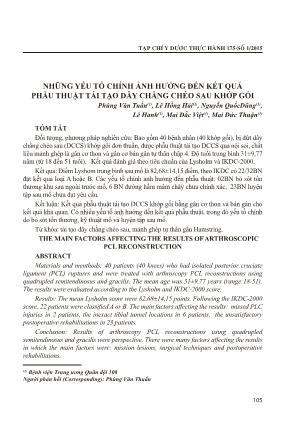 Những yếu tố chính ảnh hưởng đến kết quả phẫu thuật tái tạo dây chằng chéo sau khớp gối
