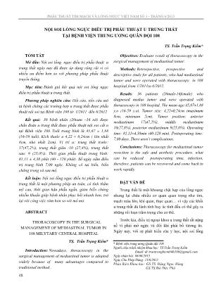 Nội soi lồng ngực điều trị phẫu thuật u trung thất tại Bệnh viện Trung ương Quân đội 108