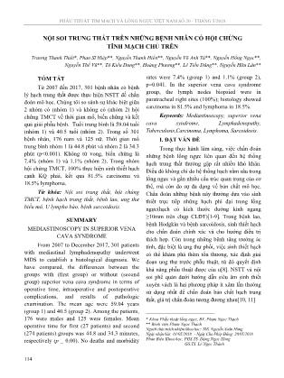 Nội soi trung thất trên những bệnh nhân có hội chứng tĩnh mạch chủ trên