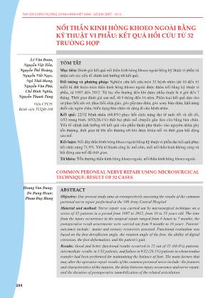 Nối thần kinh hông khoeo ngoài bằng kỹ thuật vi phẫu: kết quả hồi cứu từ 32 trường hợp