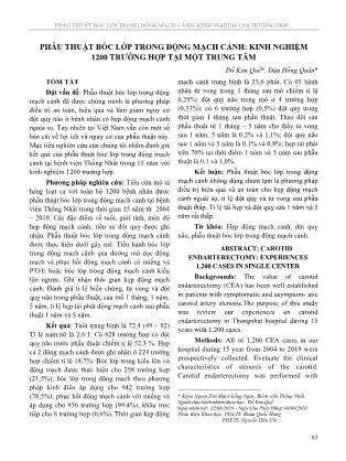 Phẫu thuật bóc lớp trong động mạch cảnh: kinh nghiệm 1200 trường hợp tại một trung tâm