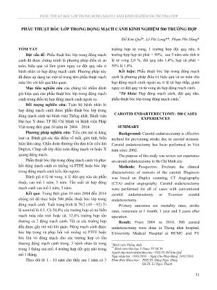 Phẫu thuật bóc lớp trong động mạch cảnh kinh nghiệm 500 trường hợp