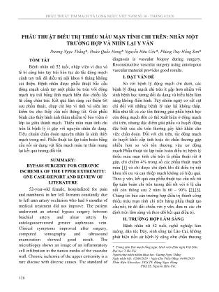 Phẫu thuật điều trị thiếu máu mạn tính chi trên: nhân một trường hợp và nhìn lại y văn