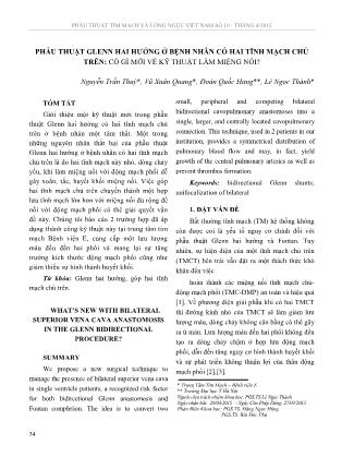 Phẫu thuật glenn hai hướng ở bệnh nhân có hai tĩnh mạch chủ trên: có gì mới về kỹ thuật làm miệng nối ?