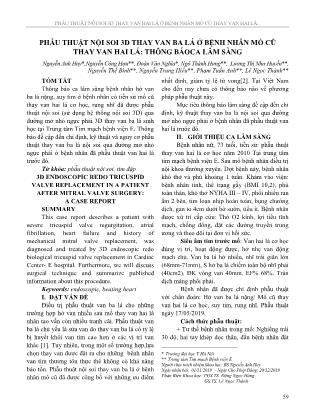 Phẫu thuật nội soi 3D thay van ba lá ở bệnh nhân mổ cũ thay van hai lá: thông báo ca lâm sàng
