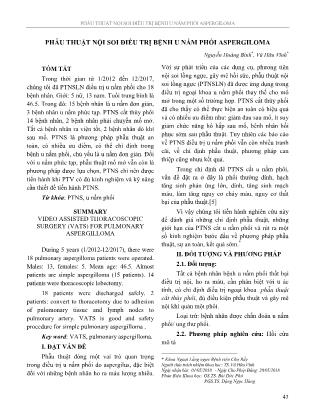 Phẫu thuật nội soi điều trị bệnh u nấm phổi aspergiloma