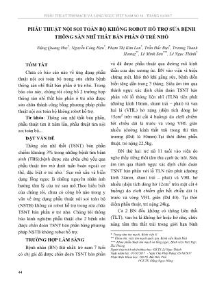 Phẫu thuật nội soi toàn bộ không robot hỗ trợ sửa bệnh thông sàn nhĩ thất bán phần ở trẻ nhỏ
