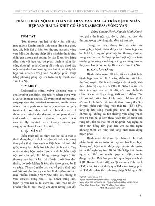Phẫu thuật nội soi toàn bộ thay van hai lá trên bệnh nhân hẹp van hai lá khít có áp xe (abscess) vòng van