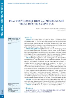 Phẫu thuật nội soi treo vào mỏm cùng nhô trong điều trị sa sinh dục