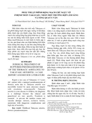 Phẫu thuật phình động mạch chủ ngực vỡ ở bệnh nhân Takayasu: nhân một trường hợp lâm sàng và tổng quan y văn