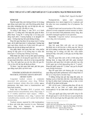 Phẫu thuật sửa chữa hẹp khí quản và quai động mạch phổi bẩm sinh