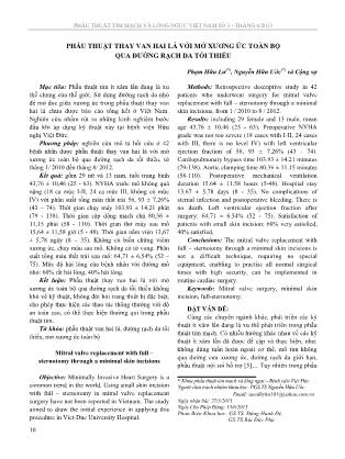 Phẫu thuật thay van hai lá với mở xương ức toàn bộ qua đường rạch da tối thiểu