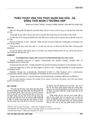 Phẫu thuật ung thư thực quản sau hóa - xạ đồng thời nhân 2 trường hợp