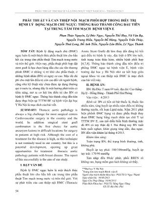 Phẫu thuật và can thiệp nội mạch phối hợp trong điều trị bệnh lý động mạch chủ ngực: thông báo thành công đầu tiên tại trung tâm tim mạch bệnh viện E