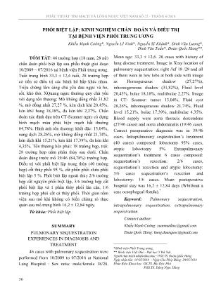 Phổi biệt lập: kinh nghiệm chẩn đoán và điều trị tại Bệnh viện Phổi Trung ương