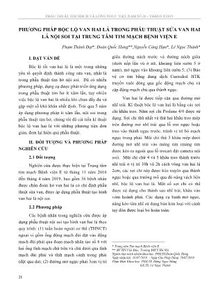 Phương pháp bộc lộ van hai lá trong phẫu thuật sửa van hai lá nội soi tại trung tâm tim mạch Bệnh viện E