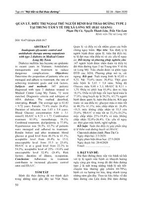 Quản lý, điều trị ngoại trú người bệnh đái tháo đường type 2 tại trung tâm y tế thị xã Long Mỹ (Hậu Giang)