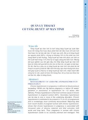 Quản lý thai kỳ có tăng huyết áp mạn tính