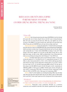 Rối loạn chuyển hóa lipid ở bệnh nhân vô sinh có hội chứng buồng trứng đa nang
