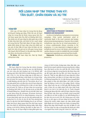 Rối loạn nhịp tim trong thai kỳ: tần suất, chẩn đoán và xử trí