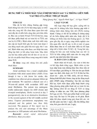 Rung nhĩ và nhồi máu não ở bệnh nhân sau vá thông liên nhĩ: vai trò của phẫu thuật Maze