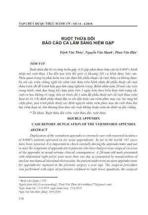Ruột thừa đôi Báo cáo ca lâm sàng hiếm gặp