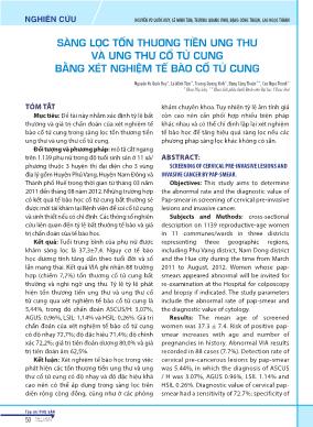 Sàng lọc tổn thương tiền ung thư và ung thư cổ tử cung bằng xét nghiệm tế bào cổ tử cung