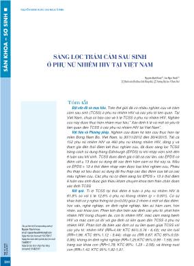Sàng lọc trầm cảm sau sinh ở phụ nữ nhiễm HIV tại Việt Nam