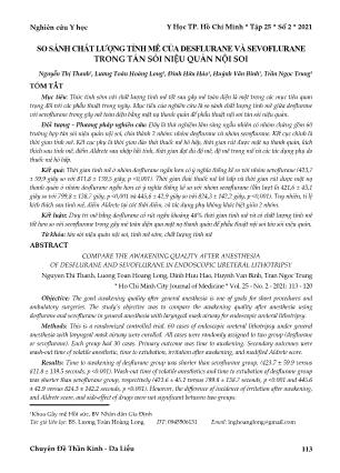 So sánh chất lượng tỉnh mê của desflurane và sevoflurane trong tán sỏi niệu quản nội soi