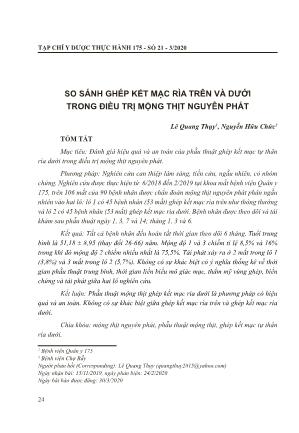 So sánh ghép kết mạc rìa trên và dưới trong điều trị mộng thịt nguyên phát